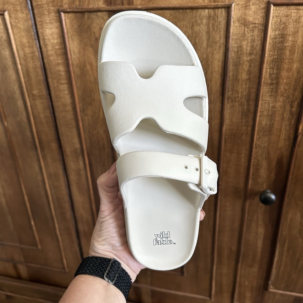 NWOT Wild Fable Maysen Cream Slip-on Footbed Sandals Women's 7 Adjustable - Picture 6 of 7